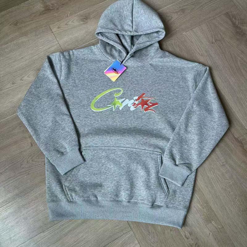 Mens Oversized Hooded Sweatshirt With Distressed Letter Print Cotton Blend Loose Fit Casual Streetwear