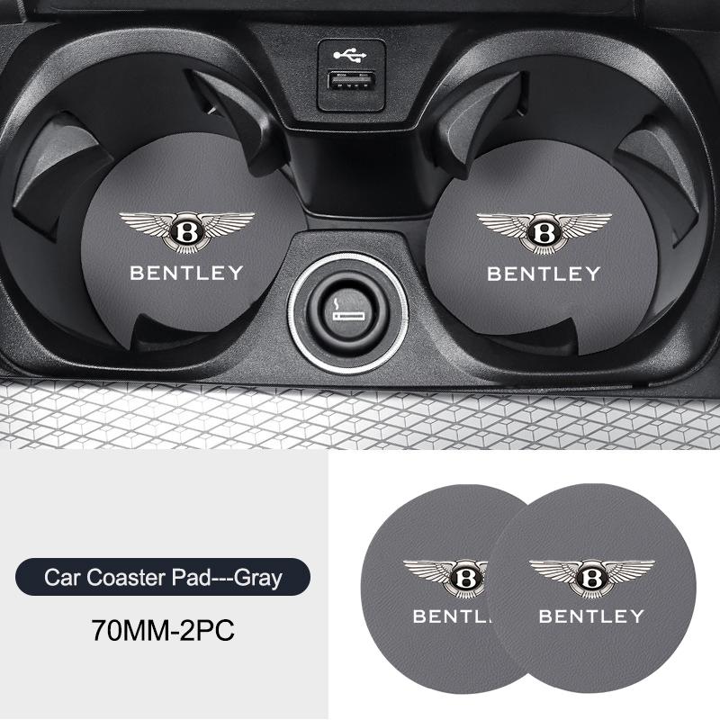 2Pcs t Auto Interior Water Cup Anti-slip Pad Accessories For Bentley Continental GT MULLINER Bentayga Flying Hurtling Spur logo