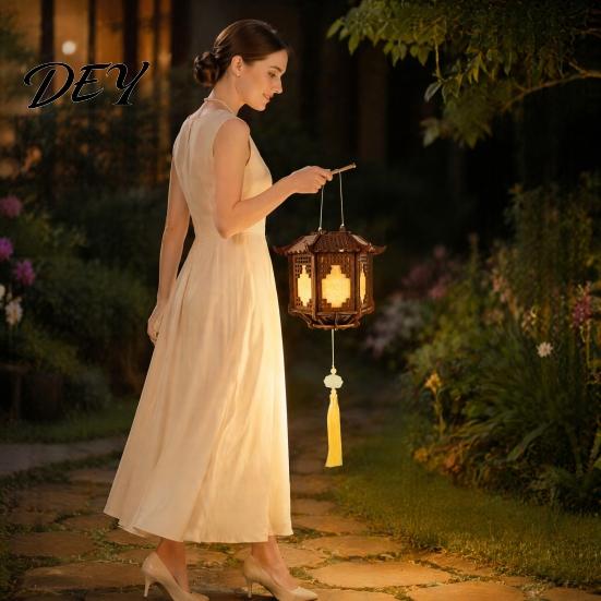 DIY Vintage Palace Lantern Kit for Kids, Chinese Style Wooden Frame Adults Kids Brocade Crafts, Making Material Set Mid-Autumn Festival Celebration