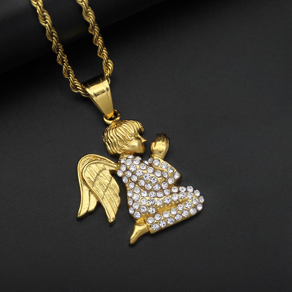 Hip Hop Hiphop Jewelry Fashion Praying Angel Pendant Necklace