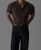 Baulopeulodeogteu Pique Collar Muscle Short Sleeve Knit [Brown]
