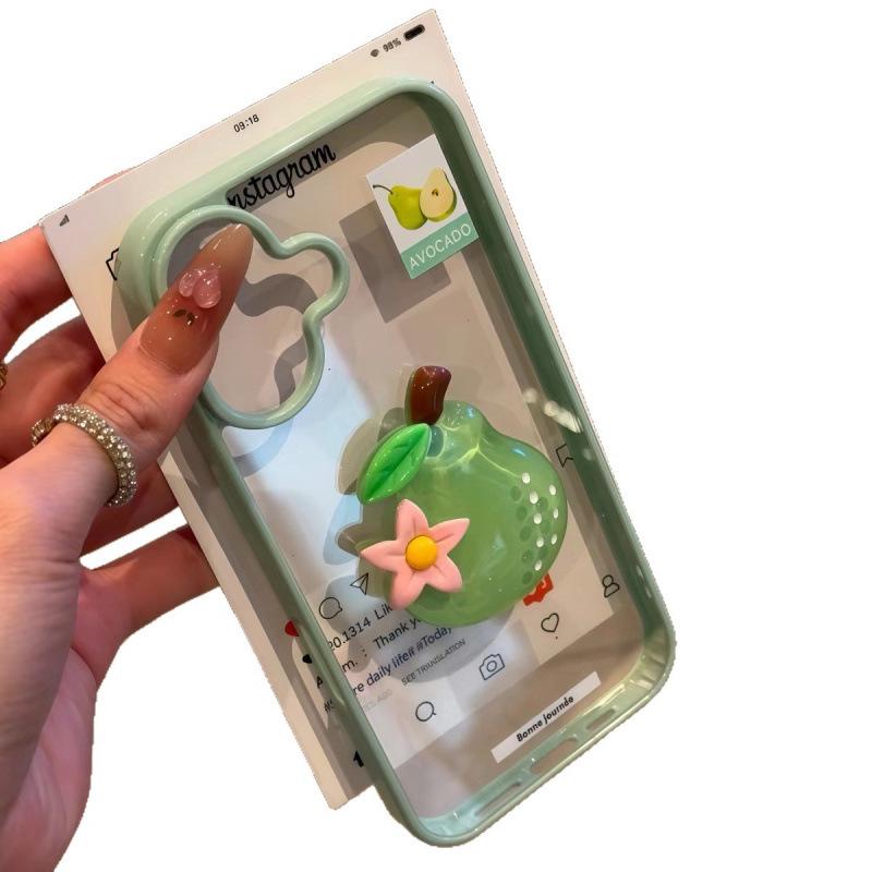 Creative Fruit Apple Acrylic Phone Case for iPhone 14 - 17ProMax, Transparent Luxury Style