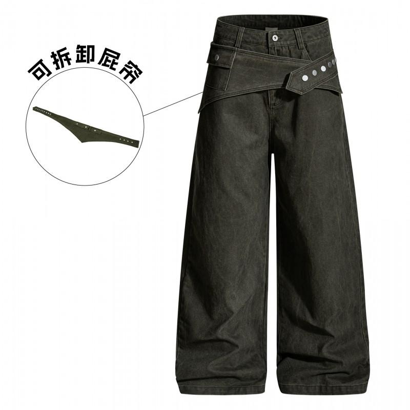 OREETA Retro Streetwear Cargo Pants Men Women Straight Fit Cotton Workwear With Back Flap