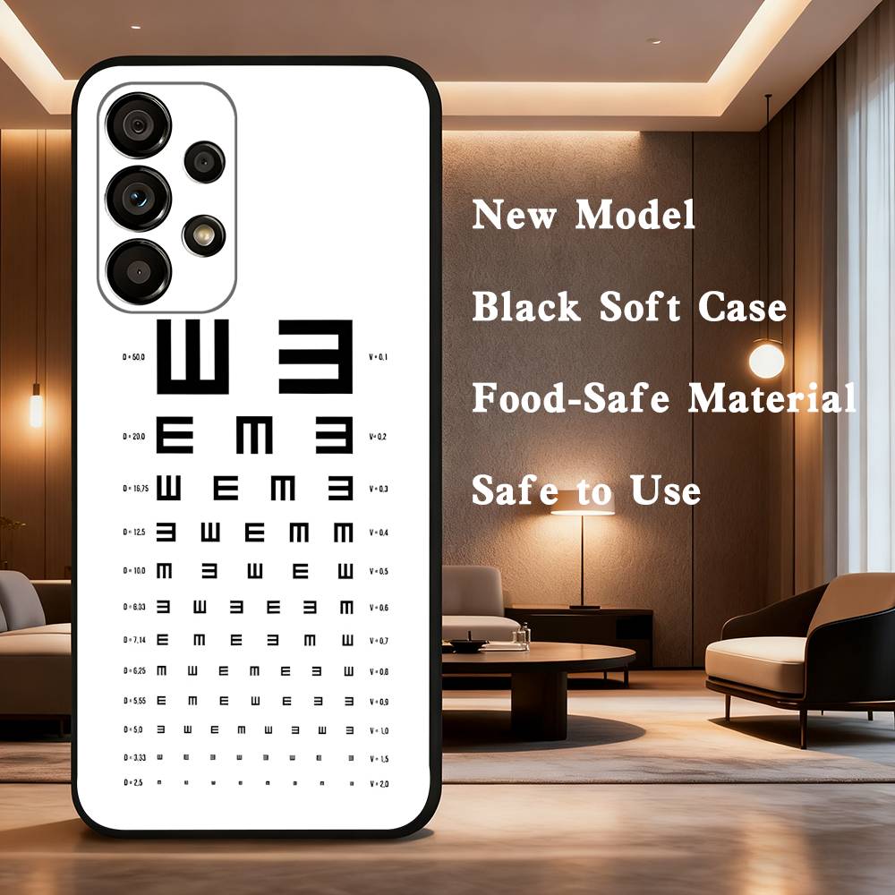 

Medical Eye Vision Chart For Samsung Galaxy A73,31,71,53,32,72,Note,22,41,8,9,52,J7,Soft Black Silicone Cover Case SamsungA12