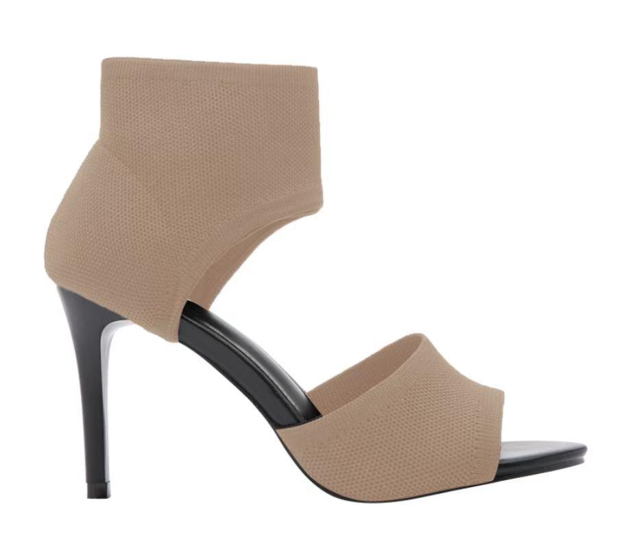 Women's Black Summer High-Heeled Sandals with Comfortable Woven Upper and Thin Heel