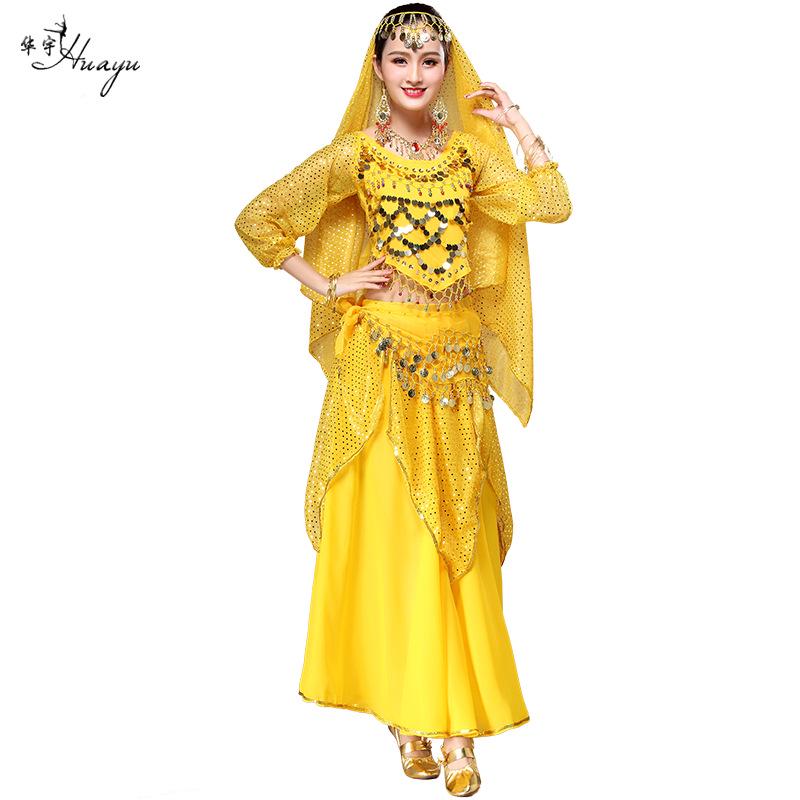Huayu Women's Indian Belly Dance Long Sleeve Set - Spring/Summer Performance Costume
