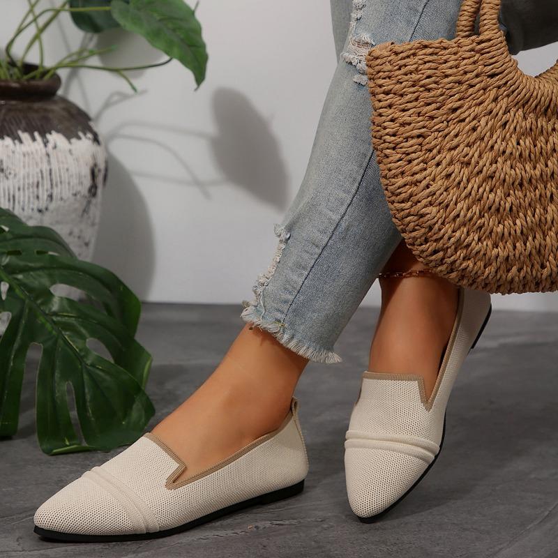 Women's Large Size Flat Shoes Spring and Summer Pointed Toe Fashion Flying Weaving Shallow One Foot Pedal Casual Overfoot Single Shoes