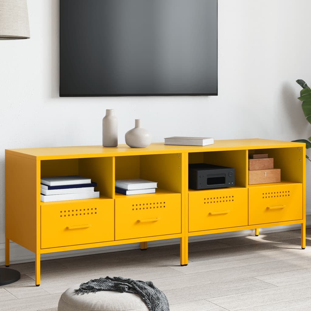 TV Cabinets (2 Pcs) Mustard Yellow 68 X 39 X 50.5 Cm Steel