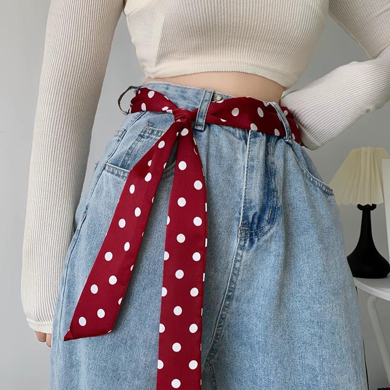 Long Small Silk Satin Scarf Women Waist Belt Decorative Female Bevel Neck Scarf Korean Multifunctional Hair Ribbon