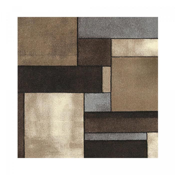 Tapis moderne - 200x200 carre cm - BRILLANCE GEOMETRIQUE Beige - Polypropylène - UN AMOUR DE TAPIS