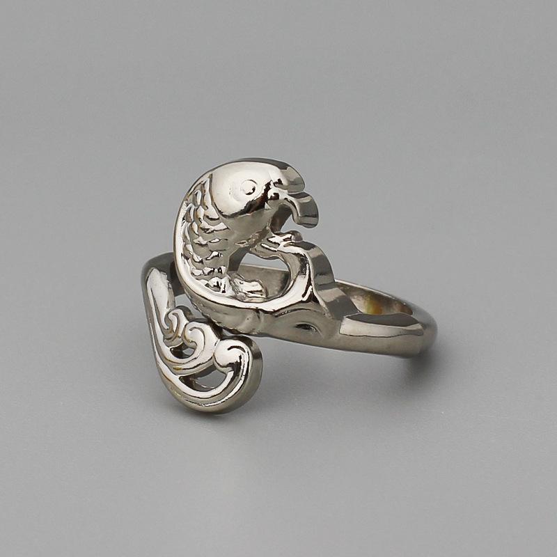 Vintage Peacock Open Ring: Ethnic-Style Adjustable Animal Jewelry for Couples