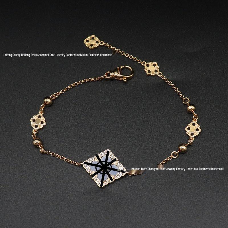 High-End Buccellati Four-Leaf Clover Diamond Inlaid Bracelet - Opera Court Style, Handmade Luxury Women's Jewelry