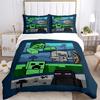 3pcs Minecraft Creeper, Skeleton, Enderman Pixel Art Home Decor Bedding Set-Universal Three-Piece Suit for Bedroom, Guest Room, Living Room,