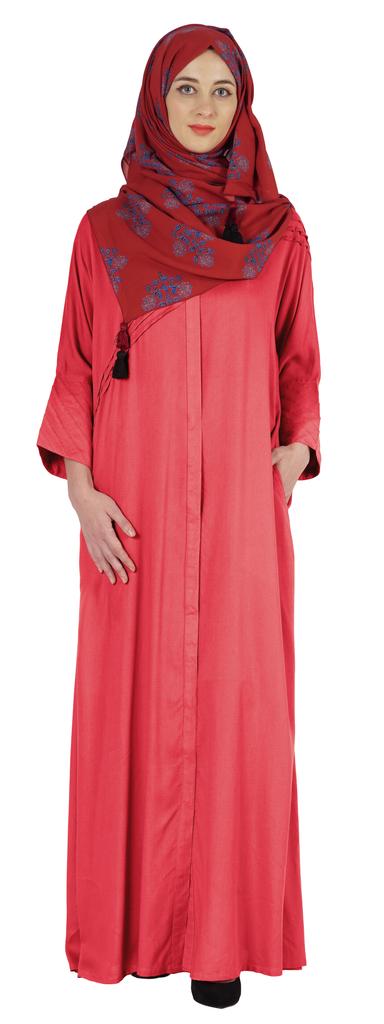 Bimba Islamic Clothes For Women Long Prayer Robe Maxi W  Printed Hijab Rayon Abaya Front Button Muslim