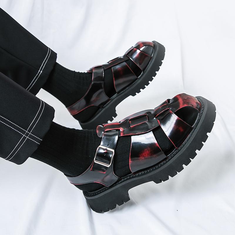 Fashion New Men Beach Sandals for Summer Black Red Thick-soled Anti-slip Lightweight Comfortable Fashionable Brand Sandals Size 38-46