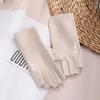 Half finger thermal gloves, heat storage German velvet windproof gloves, flexible writing mittens, cute girls' cold-proof gloves
