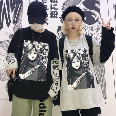 Women Sweatshirt Loose T-shirt Pullover Harajuku Japanese Anime Print