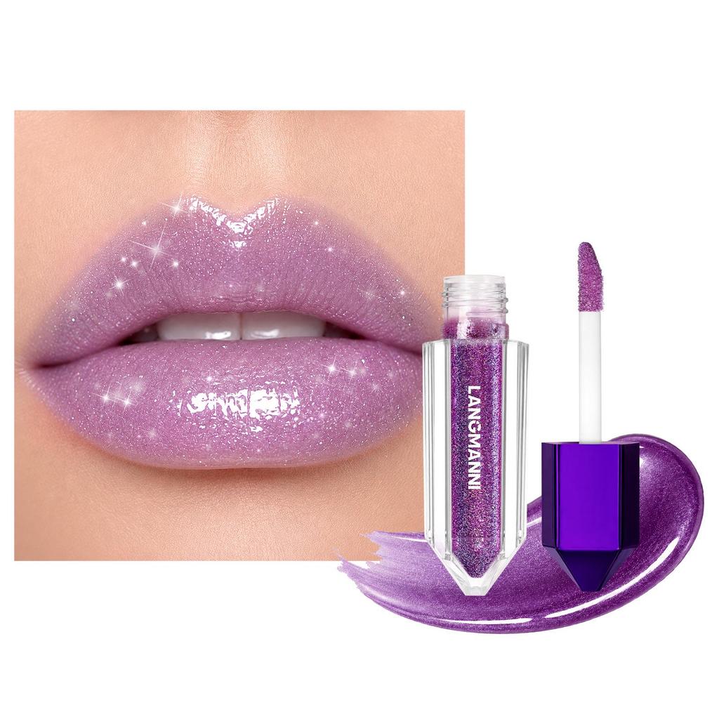 LANGMANNI Twelve-Color Lip Gloss & Lip Oil Gift Box with Diamond Design Flip-Top.