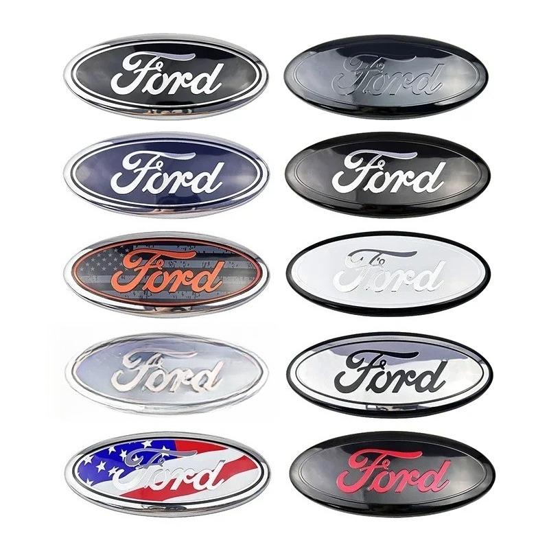15X6.3CM Alloy Car Front Cover Badge Sticker for Ford Kuga Transit Ecosport Fiesta Focus Ranger Mondeo Edge Trunk Emblem Decal CVV1 QQ24