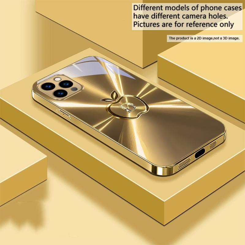 The golden letter "D" For IPhone 17Pro Max 16 17 Pro 15 Pro 14 13 Plus 12 Mini 11Pro Max XR 16E 17 Air Golden glass phone case