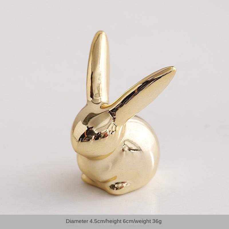 Ceramic Creative Elephant Rabbit Home Bedroom Makeup Desk Ring Necklace Jewelry Rack Ornament Animal Showcase Small Ornament