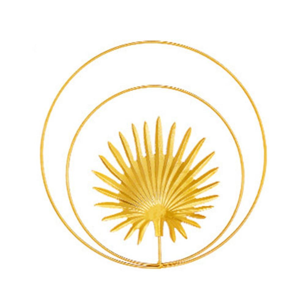 Elegant Metal Wall Hanging Decor Gold 11.02in Leaf Wall Ornament Light Luxury Round Leaf Decoration Indoor Wall Decor