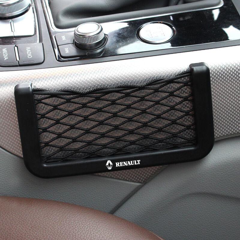 Car Organizer Storage Bag Auto Paste Net Pocket Phone Holder Car Styling For Renault Dacia Clio Laguna 2 Megane 2 3 Duster Logan Captur