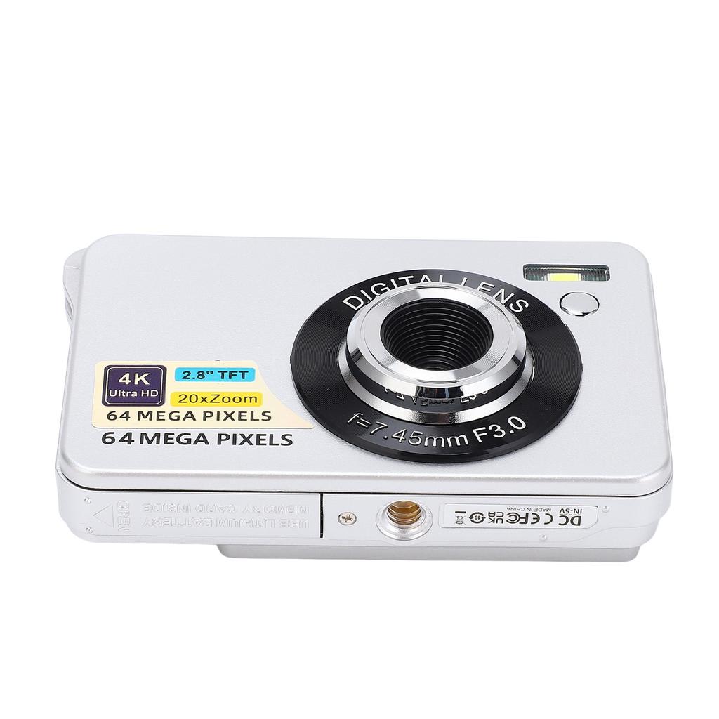 2.8in 4K 64MP HD Digital Camera 20X Zoom Auto  Portable   Camera for Girls Boys Teenagers