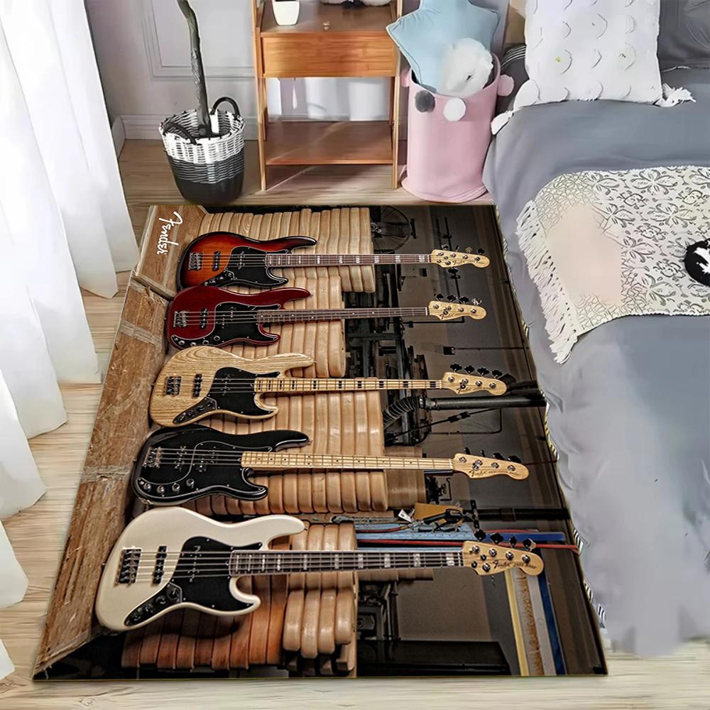 

Vintage Bass Guitar Pattern Carpet Mat Rug - Music Theme Home Decoration Living Room Bedroom Floor Decor Rug for Music Lovers 30x50cm