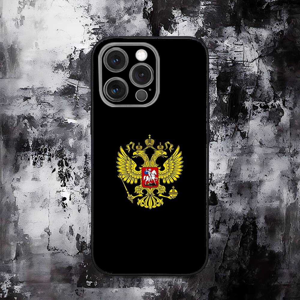 

Russian Flag Poccnr Emblem Phone Case For iPhone 16,15,14,13,12,11,Pro,Max,Plus,X,XS,SE,E,Mini,Soft Silicone Black Case iPhone11
