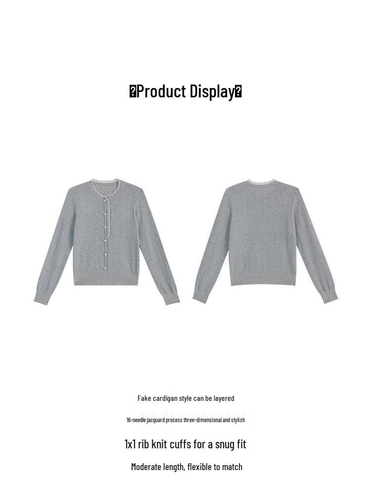 2025 Autumn High-End Ladies Knit Sweater with Ruffle Trim Long Sleeves