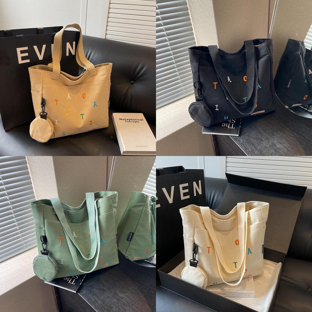 Simple Chic Canvas Shoulder Bag With Inner Pouch For Work And Leisure