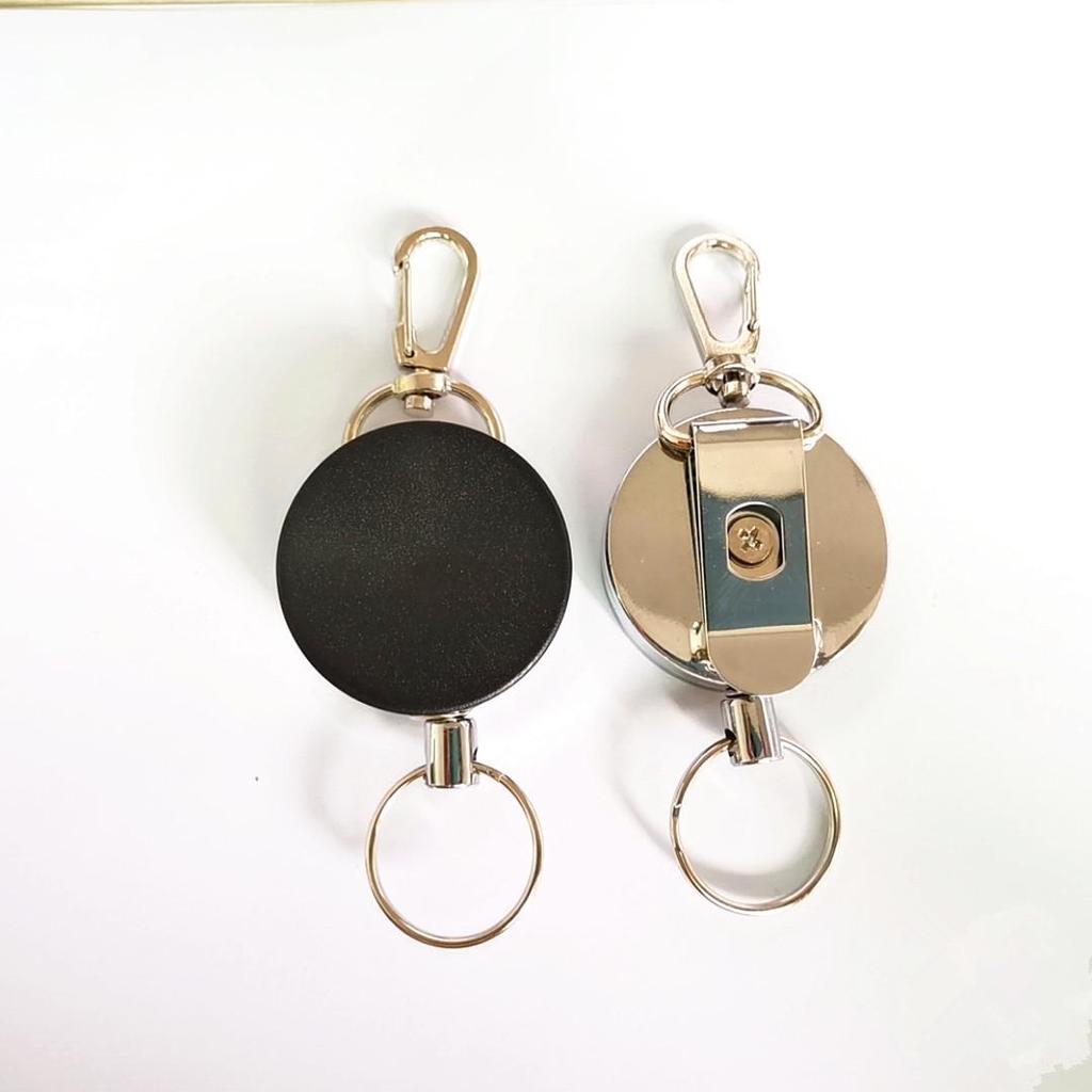 4cm Steel Wire Semi-metallic Retractable Nylon Keychain with Anti-theft Buckle