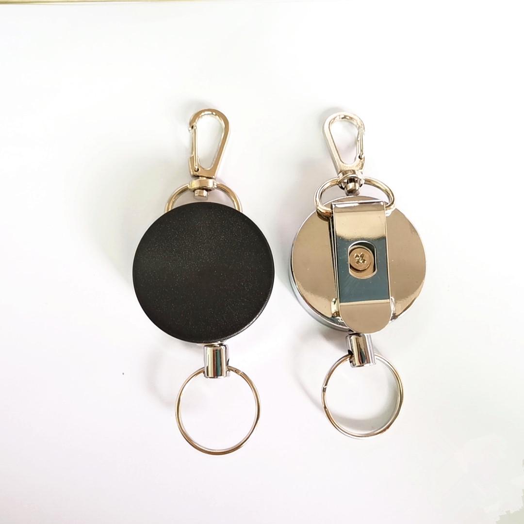 4cm Steel Wire Semi-metallic Retractable Nylon Keychain with Anti-theft Buckle