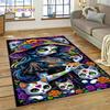 Totenkopf Totes Mädchen 3D Gothic Horror Weiblich Rose Teppich für Wohnzimmer Schlafzimmer Dekoration, Rutschfeste Dekoration für Sofa Fußmatte Geschenk