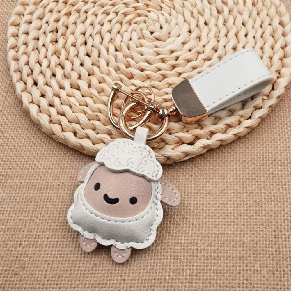 Cartoon Goat Pendant Braided Rope Goat Car Keychain Rich and Lucky Pu Sheep Keychain Women