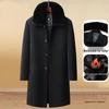 Men's Mid-length Woolen Coat - Thickened Chenille Jacket for Middle-aged & Elderly, Plus Velvet Winter Top