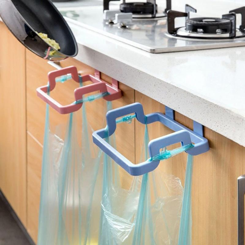 Portable Plastic Garbage Hanging Kitchen Trash Storage Rack Bag Hook Organzier