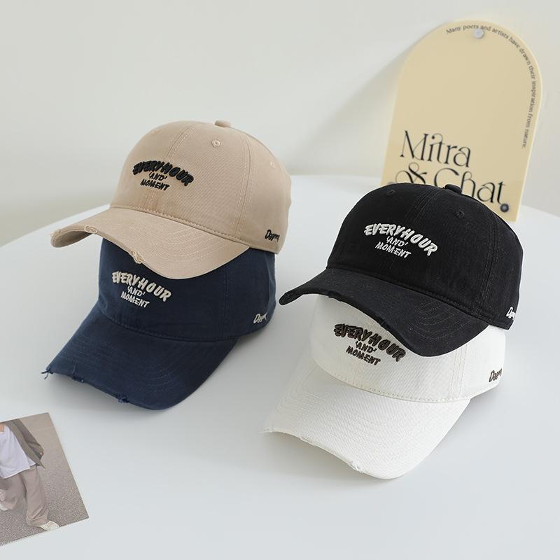 Nouvelle Casquette de Baseball Brodée pour Filles Japonaise à Large Bord Chapeau Haut Mou Doux en Pur Coton Polyvalent Langue de Canard