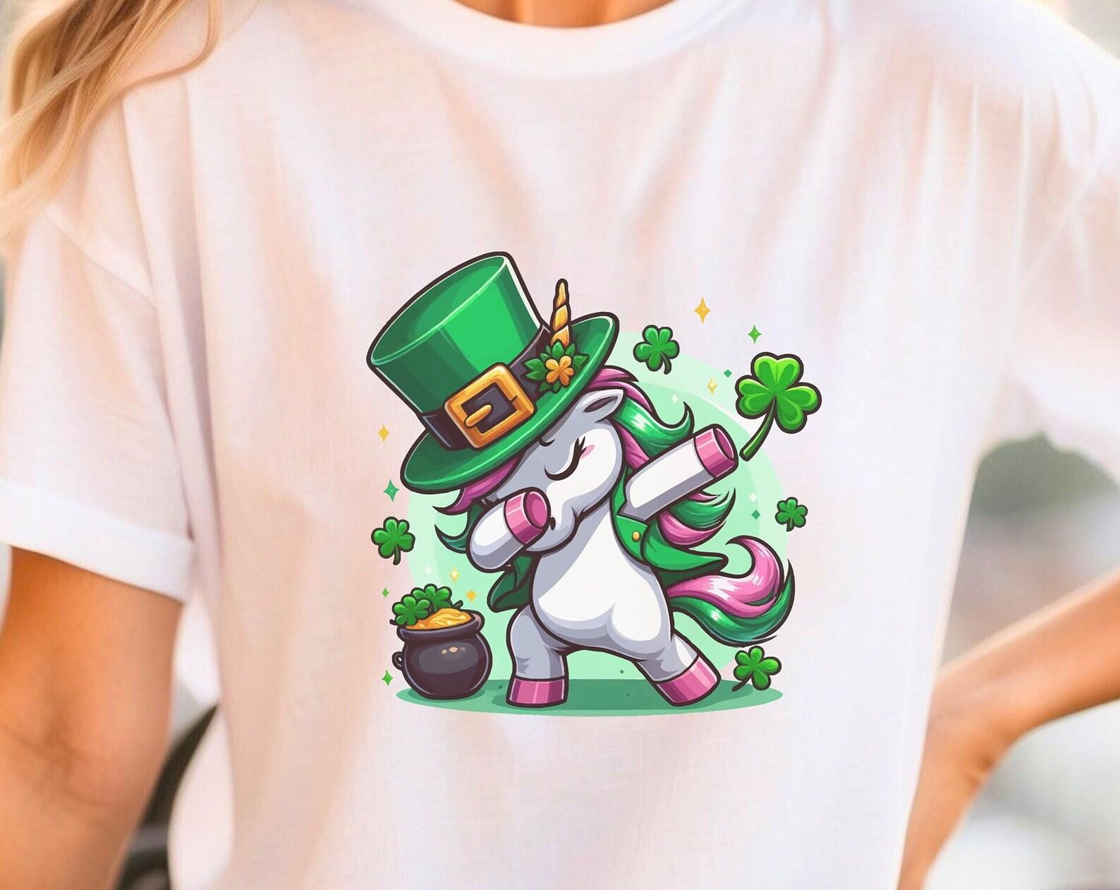 St Patrick s Day Unicorn Dab Shirt: Funny Unisex Tee 4XL