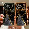 Black Marble Pattern Magnetic Phone Case For iPhone 17 Pro 16 15 14 13 Pro Max For Magsafe Wireless Charge Lens Protect Cover