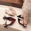 High Heels Bag Head Summer New Buckle Pointed Head Thin Heel High Sense Large Size Sandals Women's Outer Wear with Skirt
