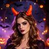 Realistische Hörner-Kopfbedeckung 3D Teufelshörner Kopfschmuck Rotes Dämonen-Haaraccessoire Weiche Vinyl-Requisiten für Halloween-Kostüm Cosplay Zubehör Kleid