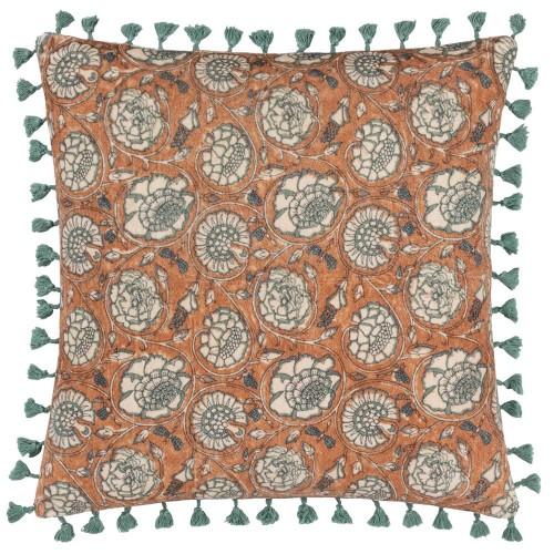 Paoletti Salisa Cotton Velvet Floral Cushion Cover