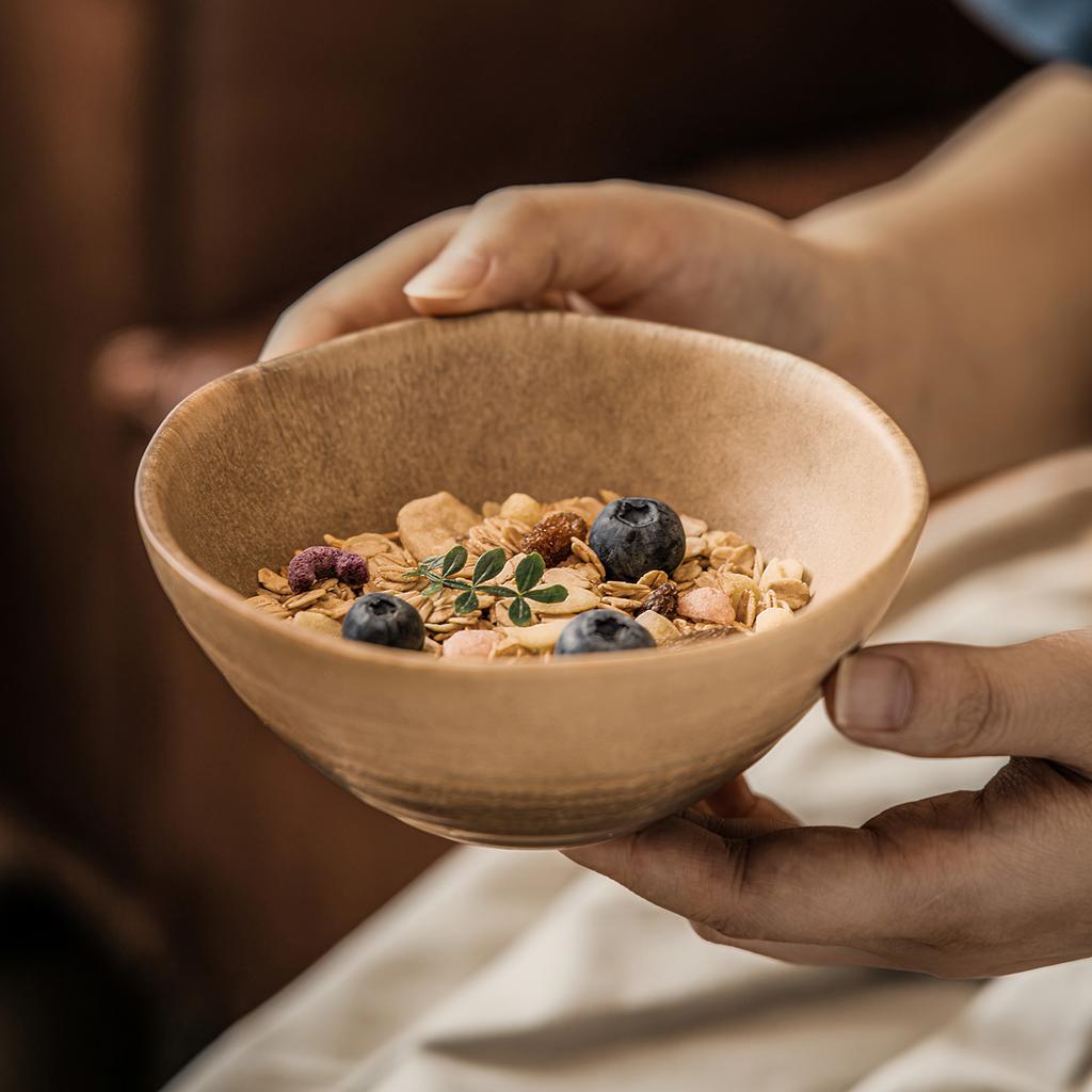 Rice Bowl Japanese Style Wind Kiln Ceramic Bowl Retro Tableware Bowl Household Small Bowl Eating Bowl Round Dessert Bowl