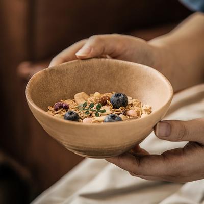 Rice Bowl Japanese Style Wind Kiln Ceramic Bowl Retro Tableware Bowl Household Small Bowl Eating Bowl Round Dessert Bowl