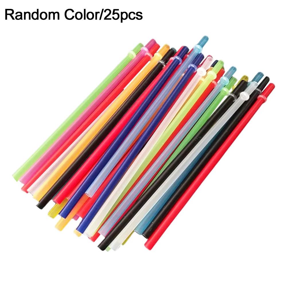 

25Pcs Multicolor Solid Straws With Rings Rigid Straws Reusable Pp Straws Colorful Straws Home Partie Milk Juice Drinks