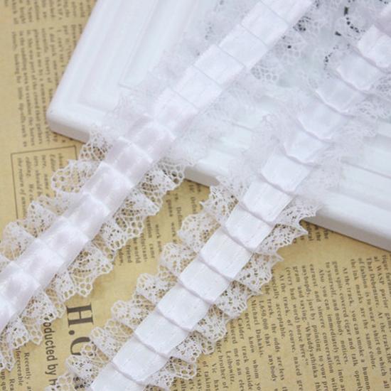 5Meters/lot 4cm Wide Black and White Ribbon Lace Discount Lace DIY Doll Clothing Accessories Decoration Pleated Lace