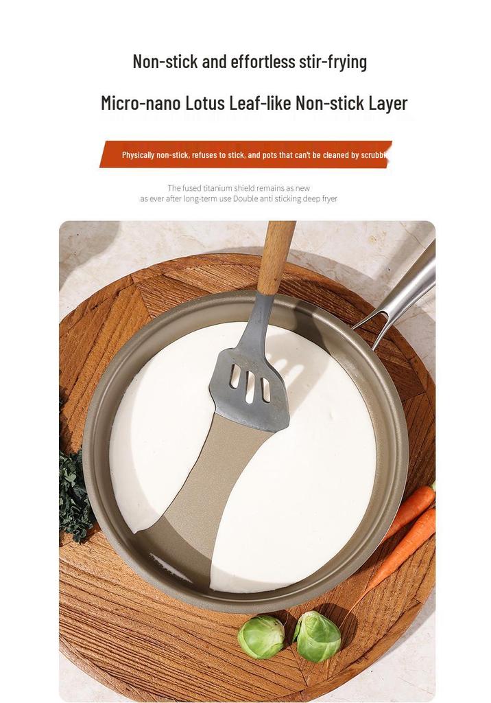 Titanium 316L Non-Stick Stainless Steel Frying Pan, Flat-Bottomed, Universal for Induction and Gas Stoves, Ideal for Commercial Use and Fried Eggs.