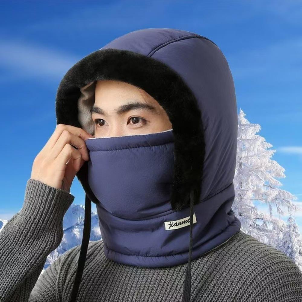 1 st Vinter Män Och Kvinnor Varm Lei Feng Hatt Fleece Förtjockad Kall Mask Halsduk Integrerad Utomhus Vindtät Cykling Väska Huvud